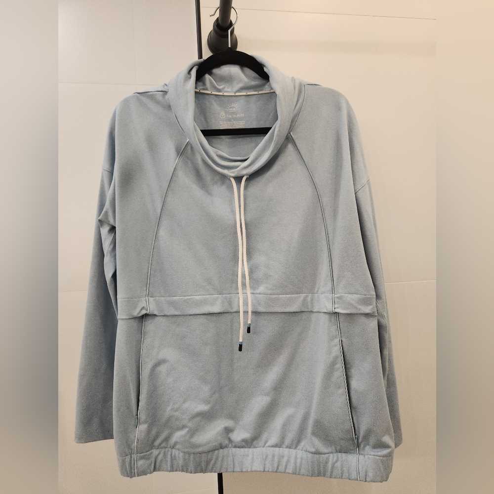 Talbots Light Blue Lightweight Hoodie with Drawstring Sz L